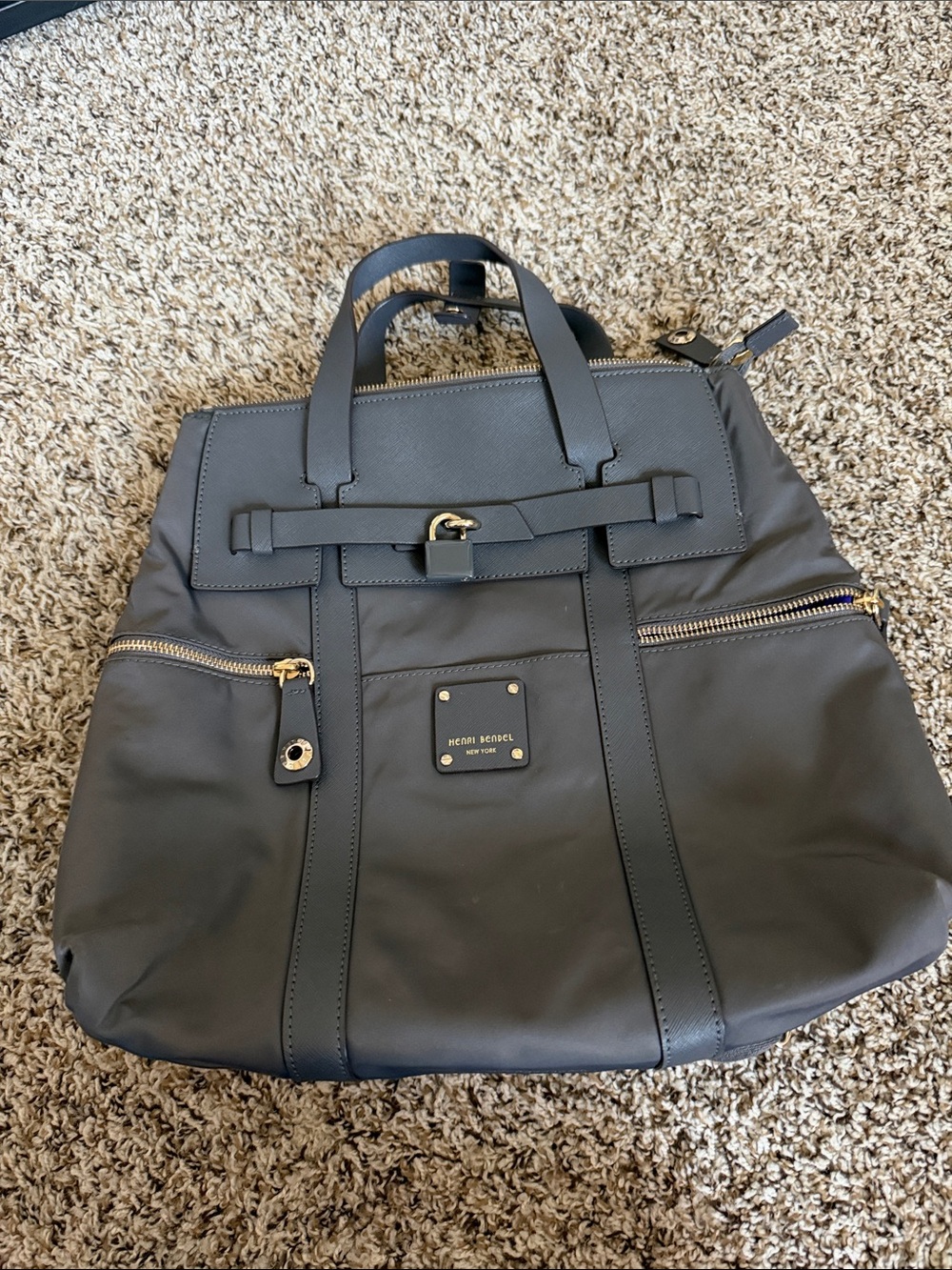 henri bendel Black Crossbody Tote with Gold Hardware